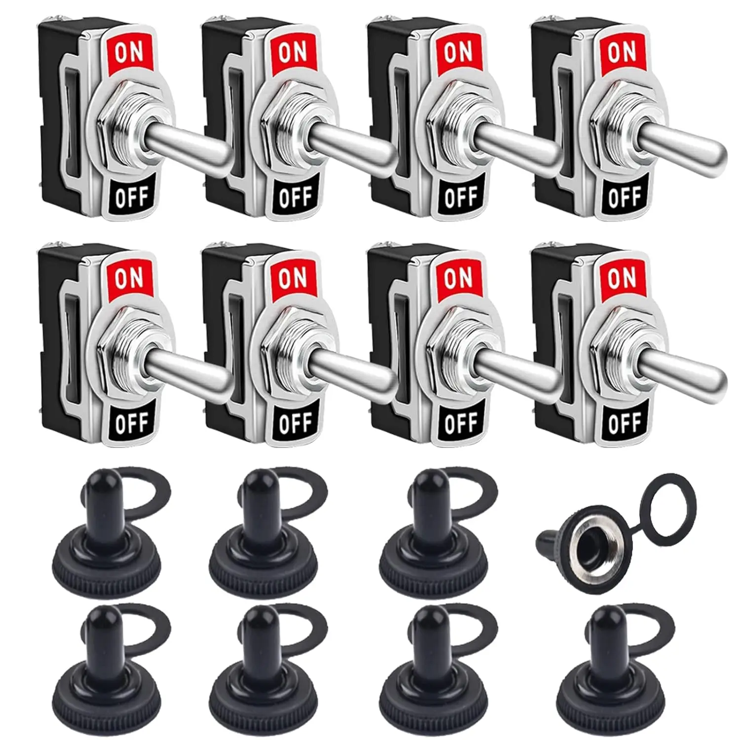 8 Pack 2 Pin ON Off SPST Car Rocker Switches 20A 12V Heavy Duty Waterproof Toggle Switch