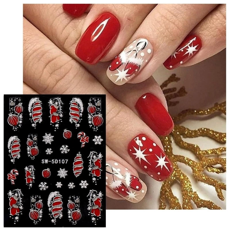 40JD 4 lençóis Snowflake Nails adesivos arte Decalques unhas