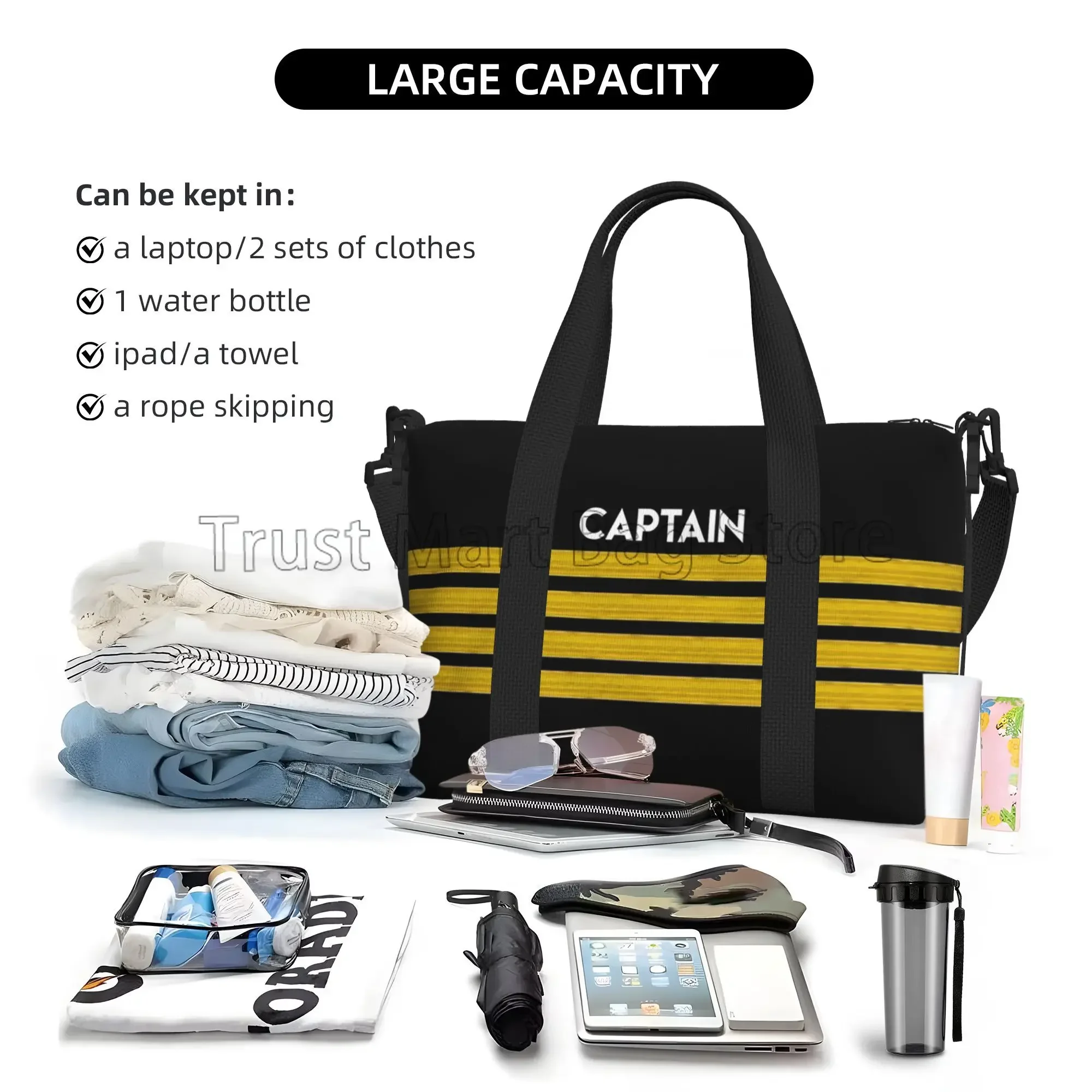 Born To Fly Captain Stripes 더플 백 남여 방수 스포츠 여행 수하물 핸드백 휴대용 Weekender Overnight Bag