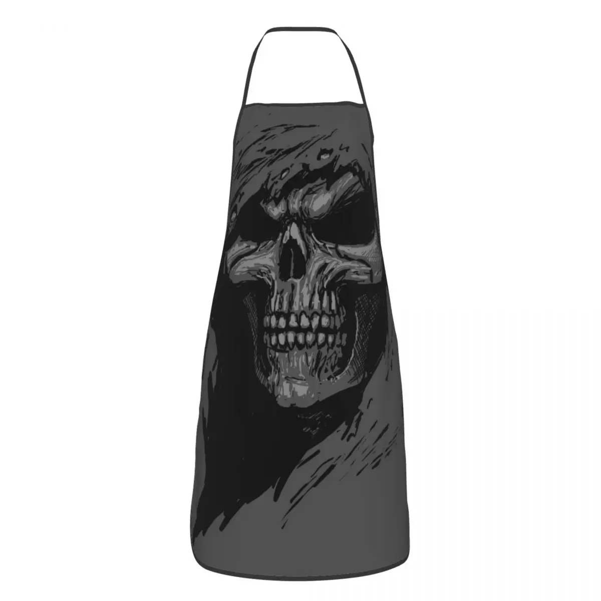 Custom Unisex Gothic Skeleton Bib Apron Adult Women Men Chef Tablier Cuisine for Cooking Kitchen Halloween Death Skull Baking