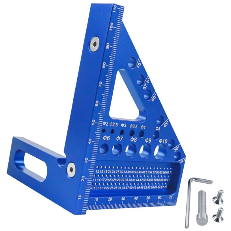 Régua quadrada para carpintaria, multi ângulos, liga alumínio, transferidor 22.5-90 graus, régua triângulos envio