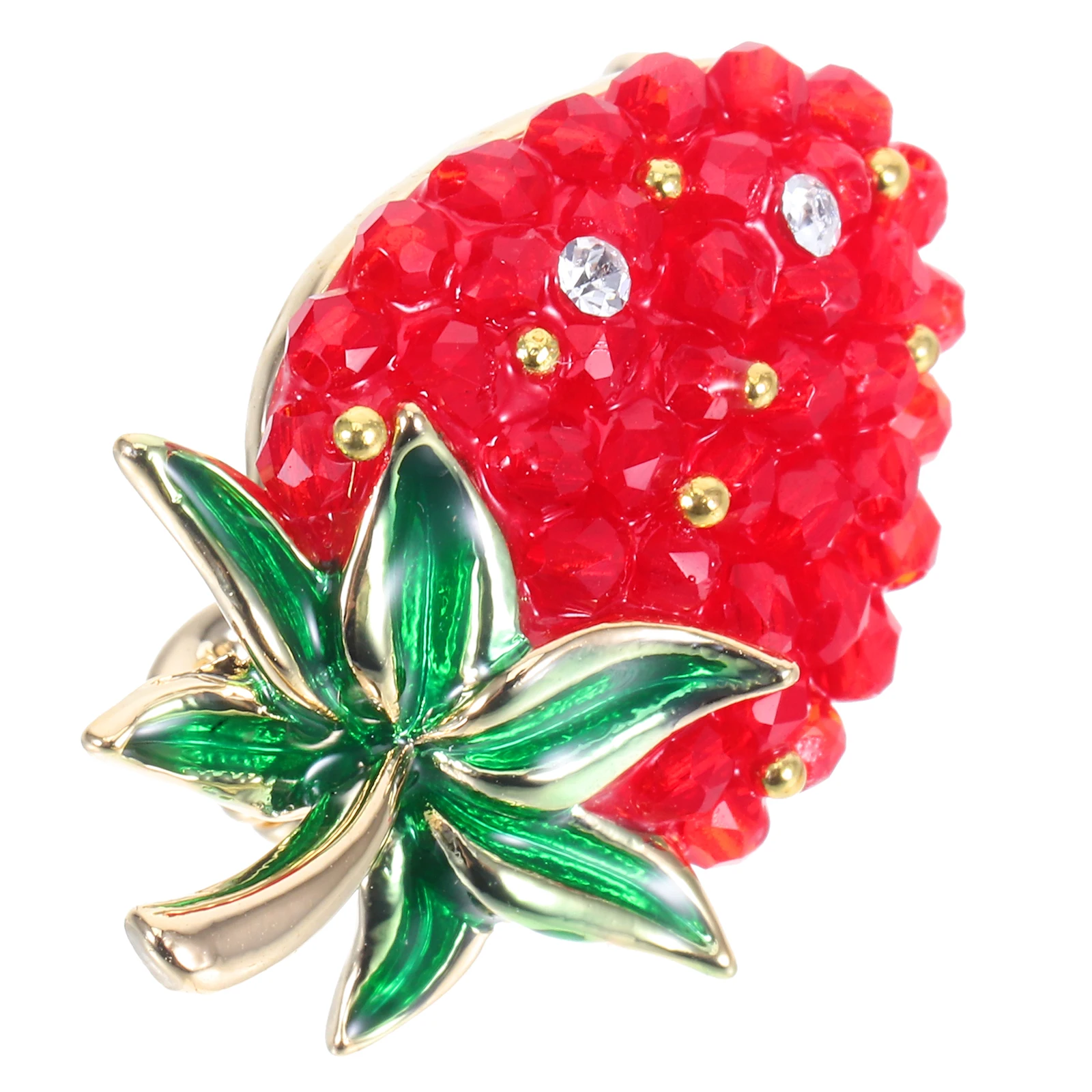 

Red Strawberry Brooch Artificial Crystal Pin Playful Fruit Lapel Pin for Women Clothing Jackets Bags Hats Accessories