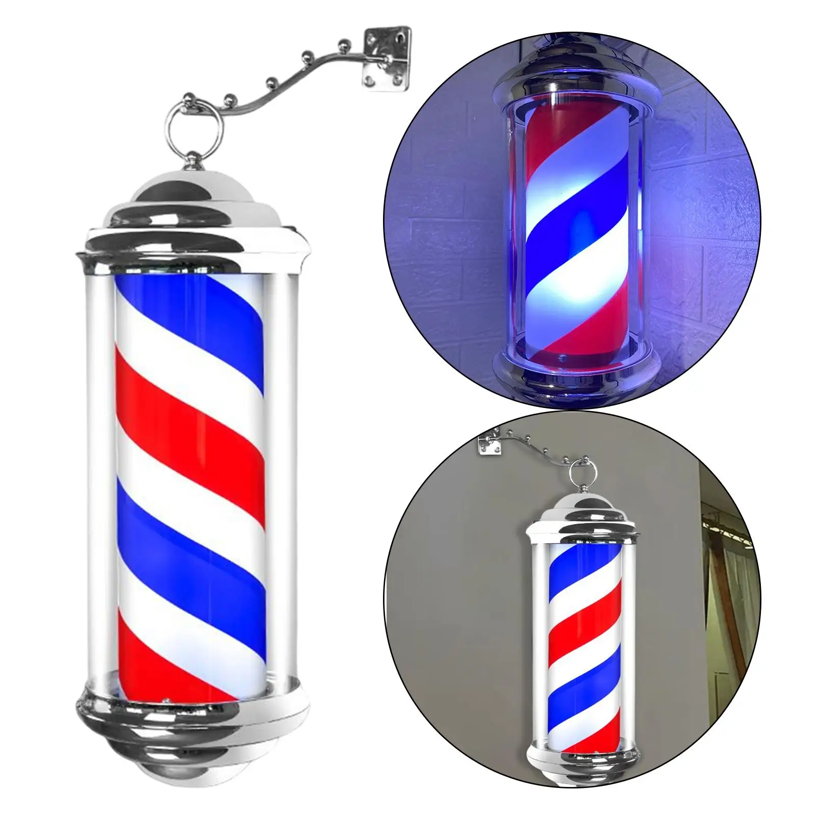 Barber Shop Sign Open Novelty Lighting Wall Hanging Waterproof Rotating Pole LED Light