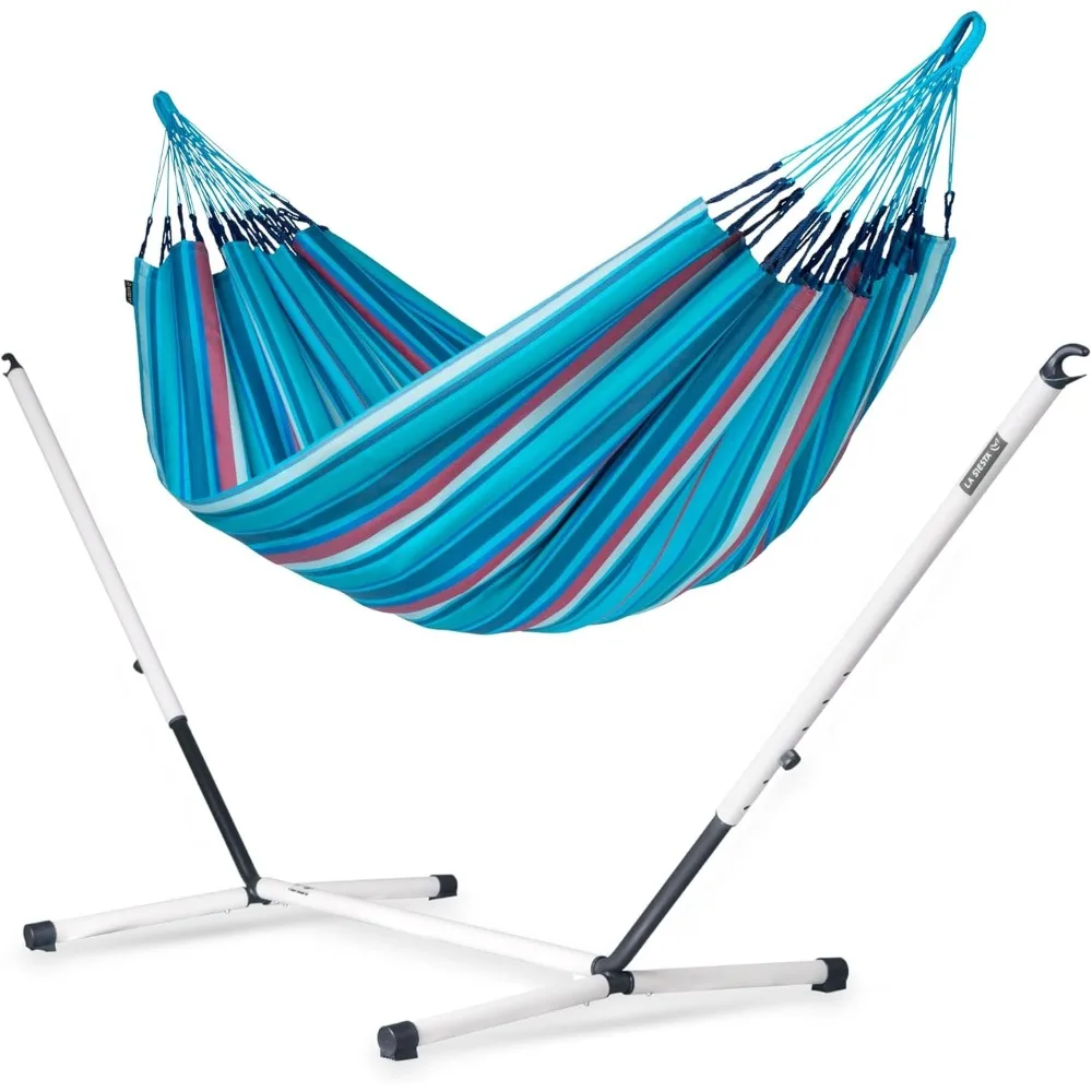 

XL King Size Brisa Classic Hammock with Nautico Steel Stand - Durable Weather and Tear Resistant Portable Family Hammock Set