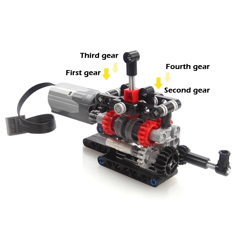 MOC-bloques de construcción modelo de caja de cambios de 4 velocidades, alta tecnología, 8883 M, funciones de potencia del Motor, bloques de