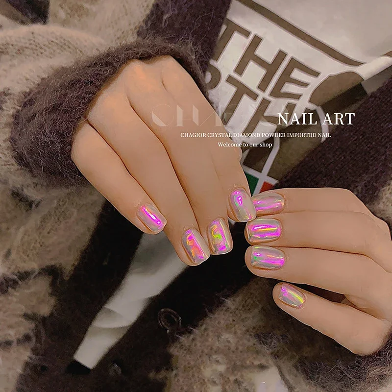 Nail Art Aurora Ice Cube Cellophane pellicola di vetro pellicola adesiva trasferimento colorato Laser gioielli carta Manicure Nail decorazione fai da te