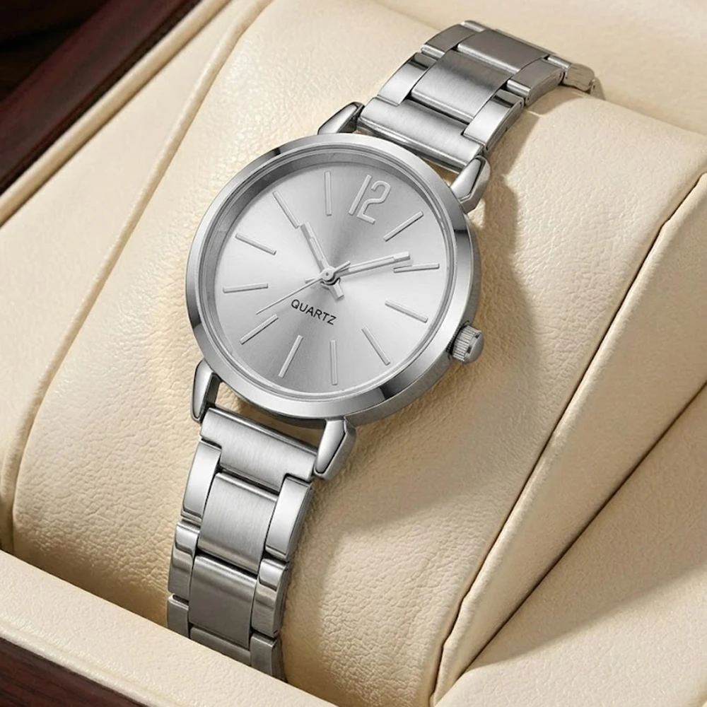 5Pcs/Set Unisex Jewelry Watches Women's Wristwatch Accessories Silver Fashion Business Elegant Trendy Classic Exquisite Light Luxury Simple Luxury Bracelet Watch Set Y2K Suitable for Travel, Vacation, Parties, Daily Outfits, Perfect Holiday Gift