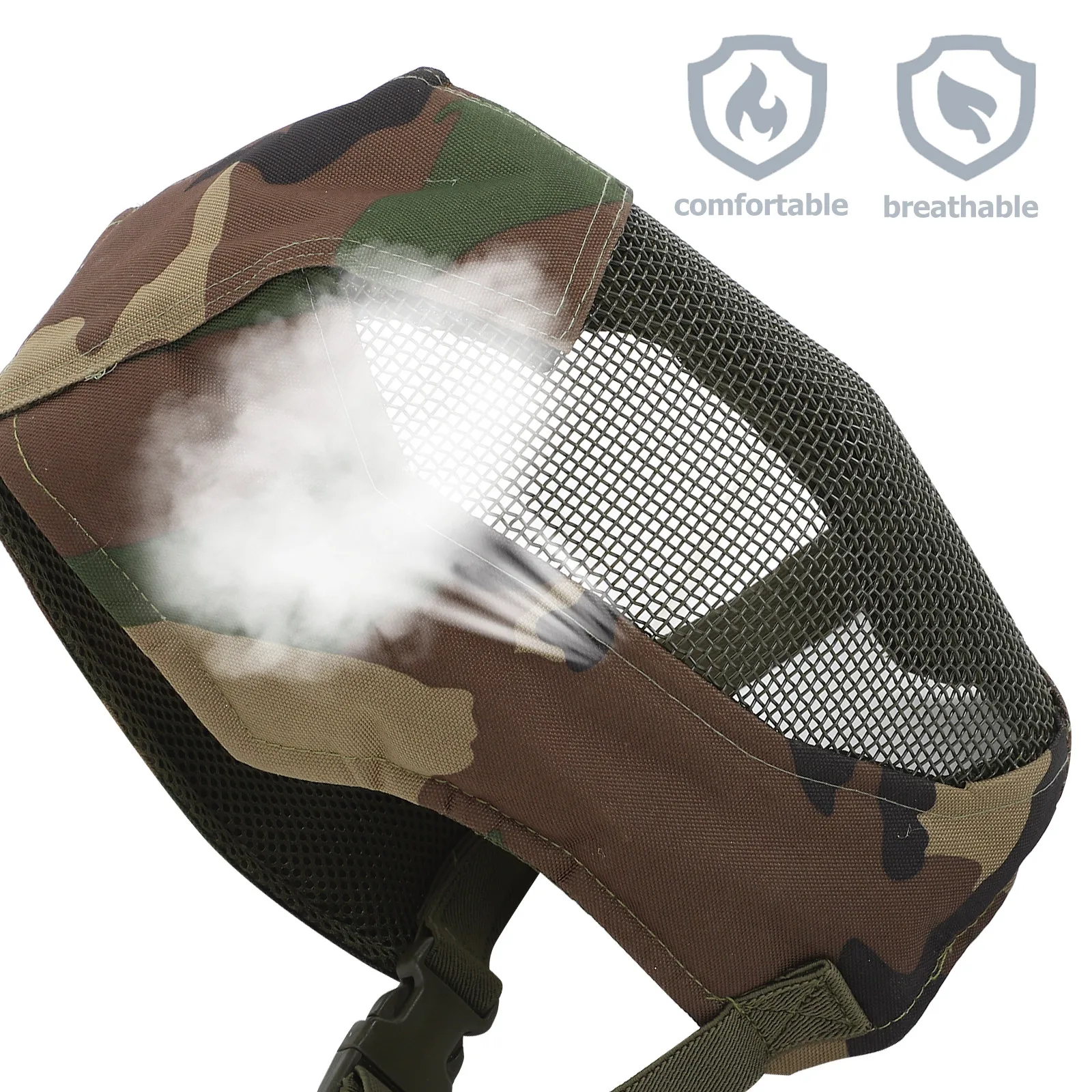 Full Face Steel Mesh Fencing Protector Comfortable Breathable Adjustable Protective Mask for Outdoor Games Training Safety