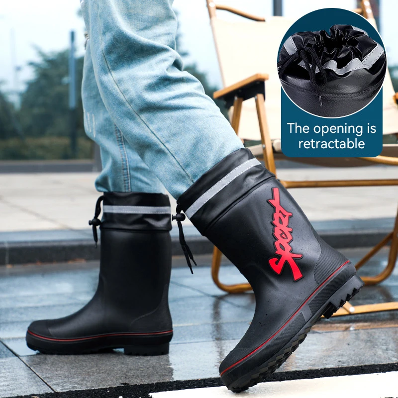 

Men's Outdoor Camping Rain Boots Construction Site Anti-Slip Work Boots Winter Warm Rubber Shoes And Chef's Shoes