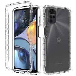 Candy Color Transparent TPU/PC Case for Motorola Moto G22 / E32 4G Shockproof Protection Shell Dual Layer Back Cover