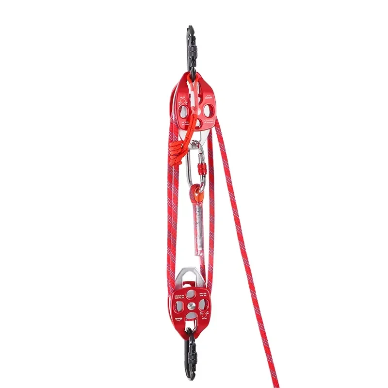 Double pulley block 4:1 labor-saving system High-altitude lifting activity pulley block Heavy object lifting system 1
