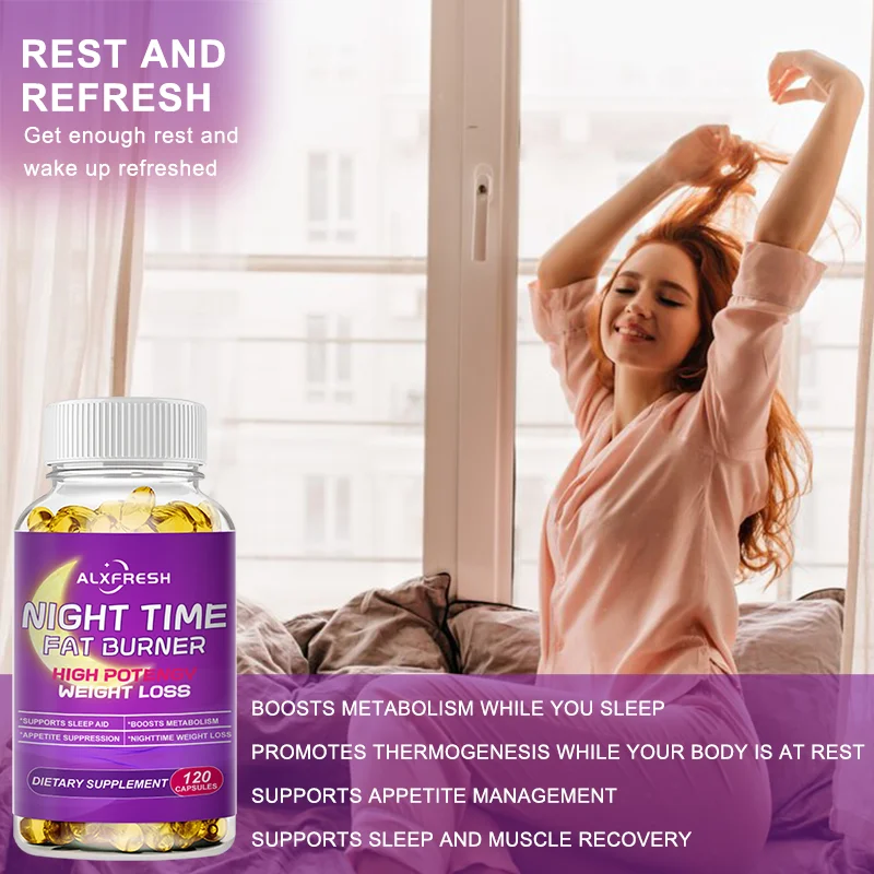 Nighttime Sleep Capsules Improve Sleep Quality Relieve Anxiety Relax Nerves Suppress Appetite Boosts Metabolism Manage Weight