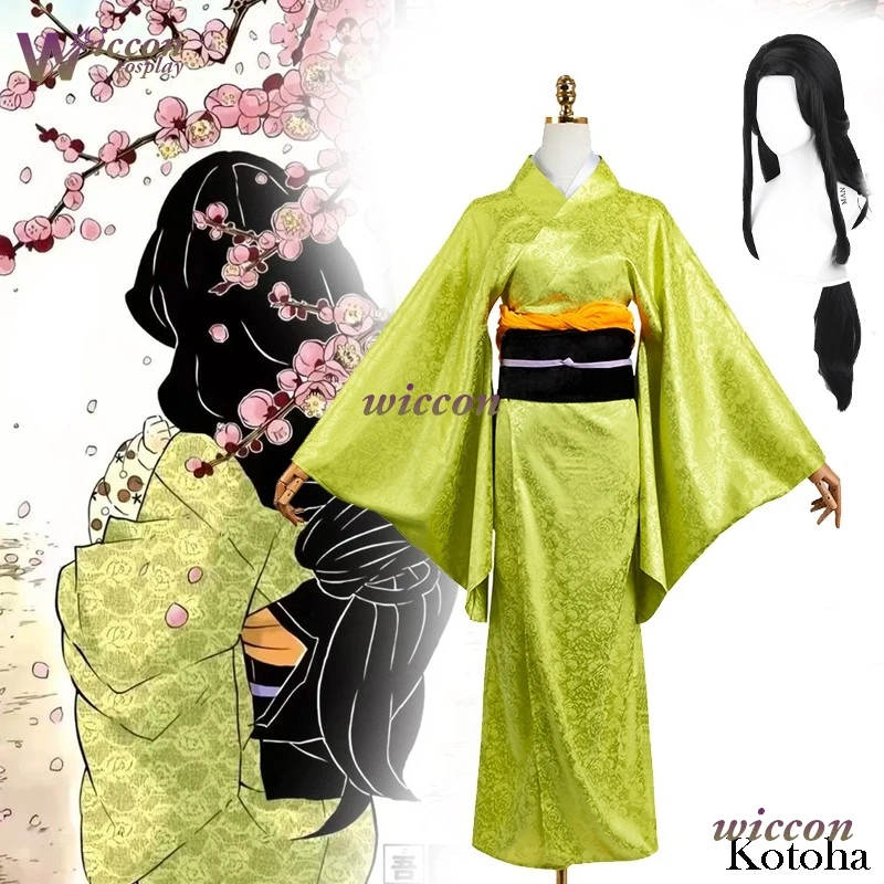 Disfraz de Cosplay de Inosuke para Mujer, Disfraz Verde, Kimono Japonés, Anime, Manga, Hashibiraa Kotoha, Disfraz de Cosplay de Madre, Peluca de Halloween, Vestido
