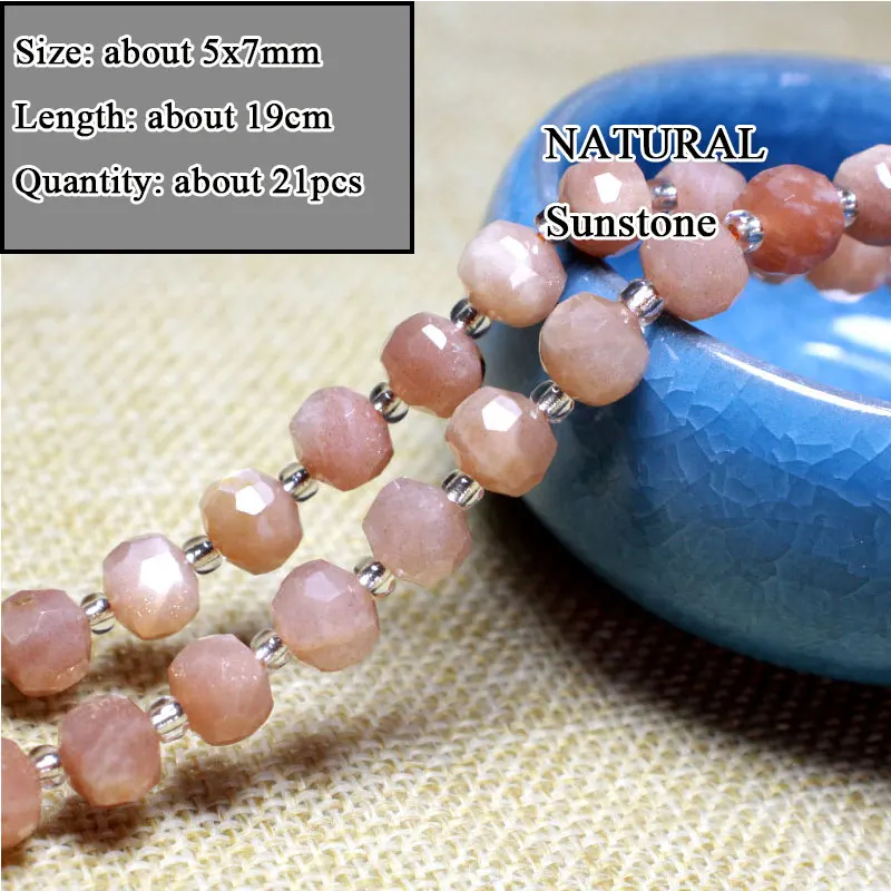 Wholesale Natural Sunstone Various shape Stone Beads Round Faceted Rondelle Square Irregular for Jewelry Making Diy Bracelet