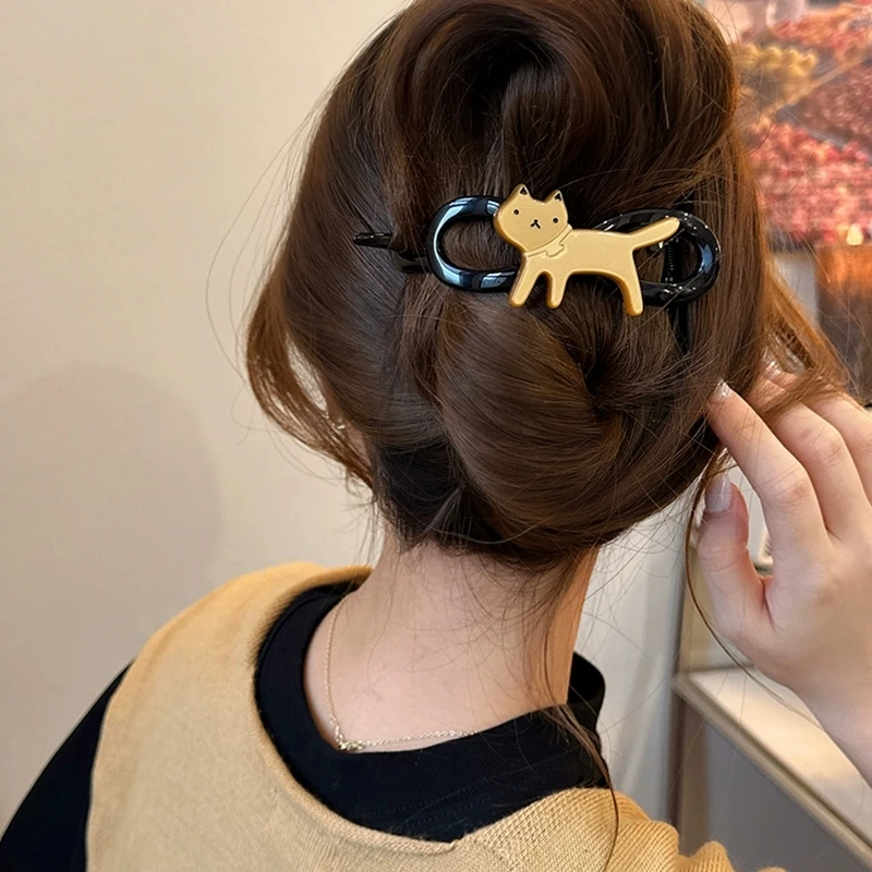 Y2k لطيف ليوبارد القط الملتوية مقاطع الشعر حجم كبير دبوس الشعر المشابك مشبك شعر كليب النساء إكسسوارات الشعر #6