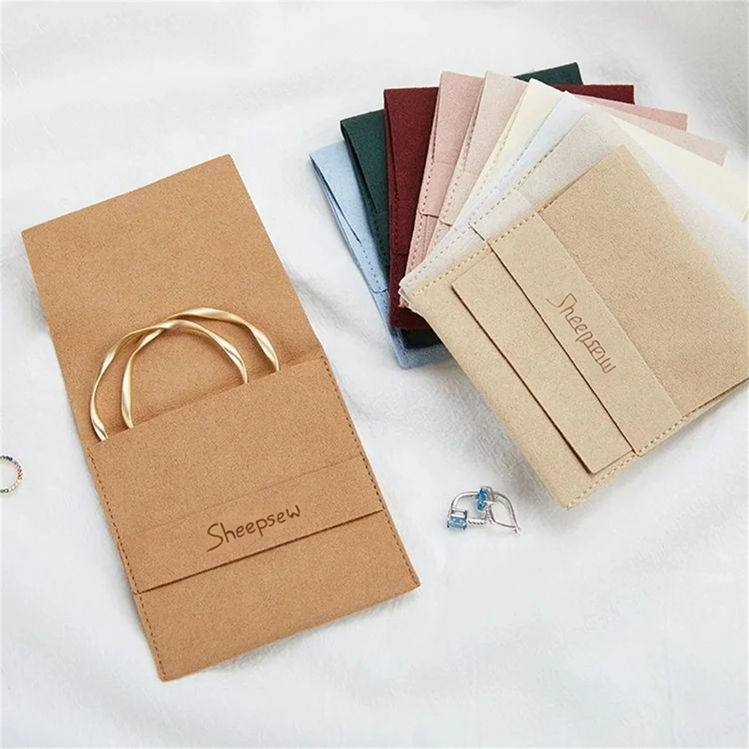 50pcs Custom Logo Name Size Microfiber Gift Bags 8X8cm Jewelry Organizer Earrings Pouch Wedding Favor Candy Bag Small Business