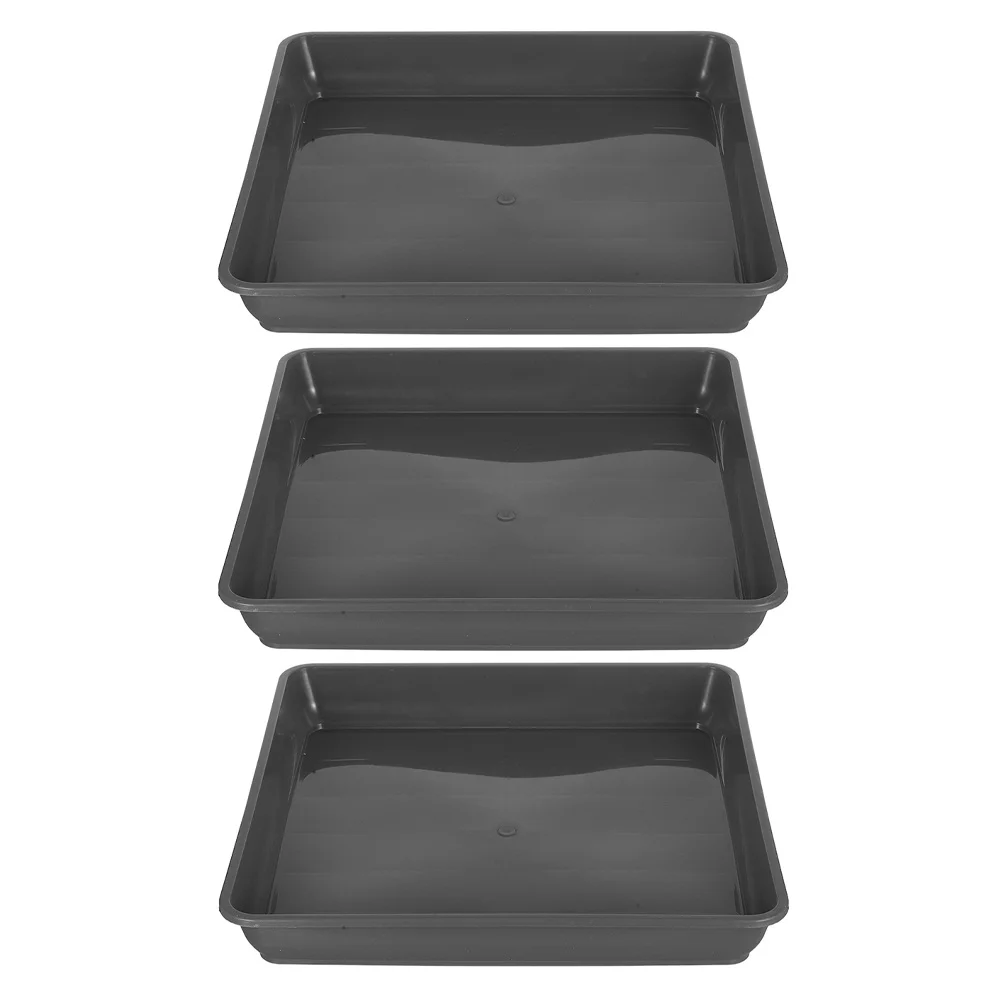 

3pcs Square Flower Pot Tray Plastic Plant Saucer Thickened Water Collection Base Heavy Duty Drainage Drip Tray For Succulents