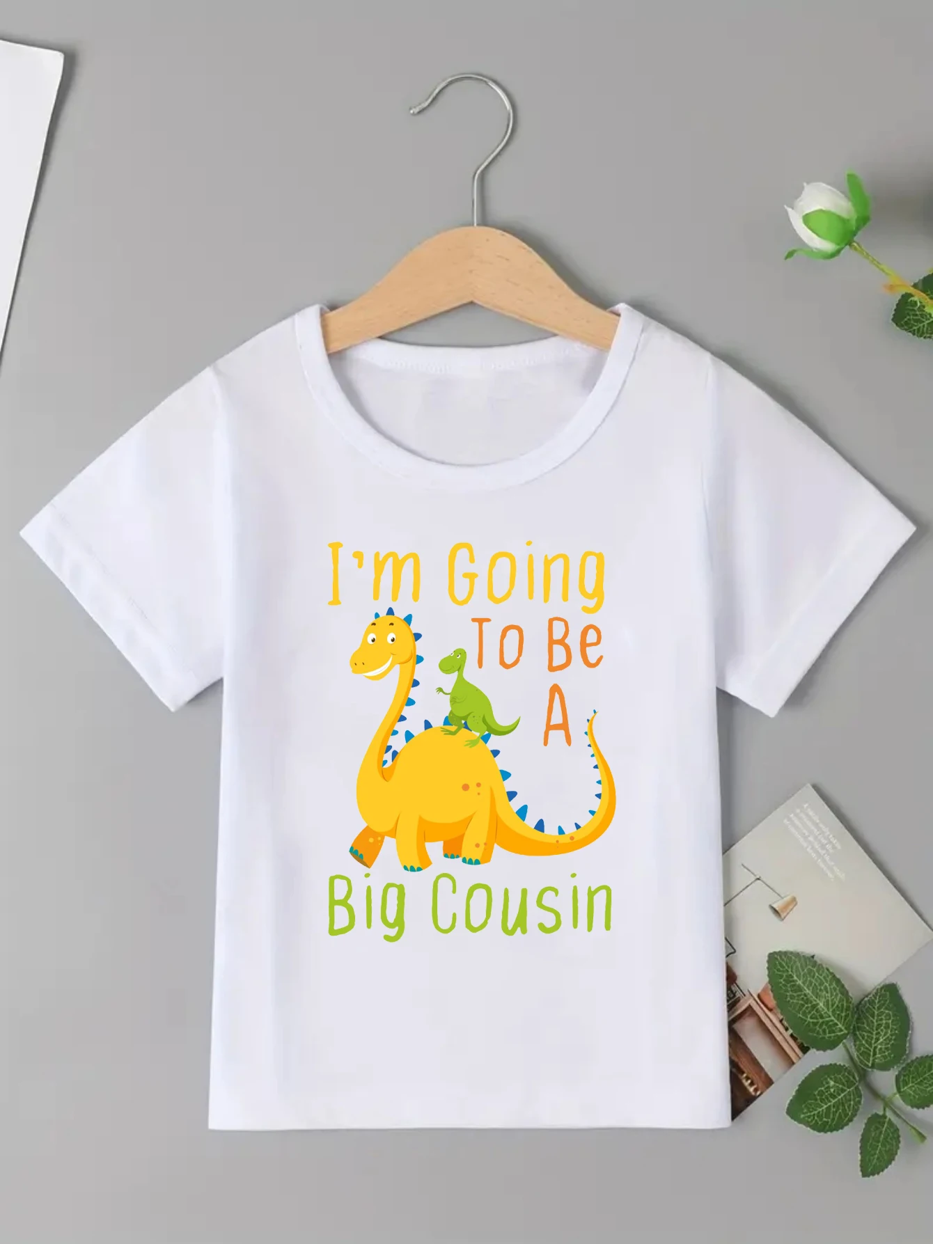 I Am Going To Be A Big Cousin Dinosaur Graphic Printed T Shirt Boys Pregnancy Announcement Shirt Kawaii Kids Clothes