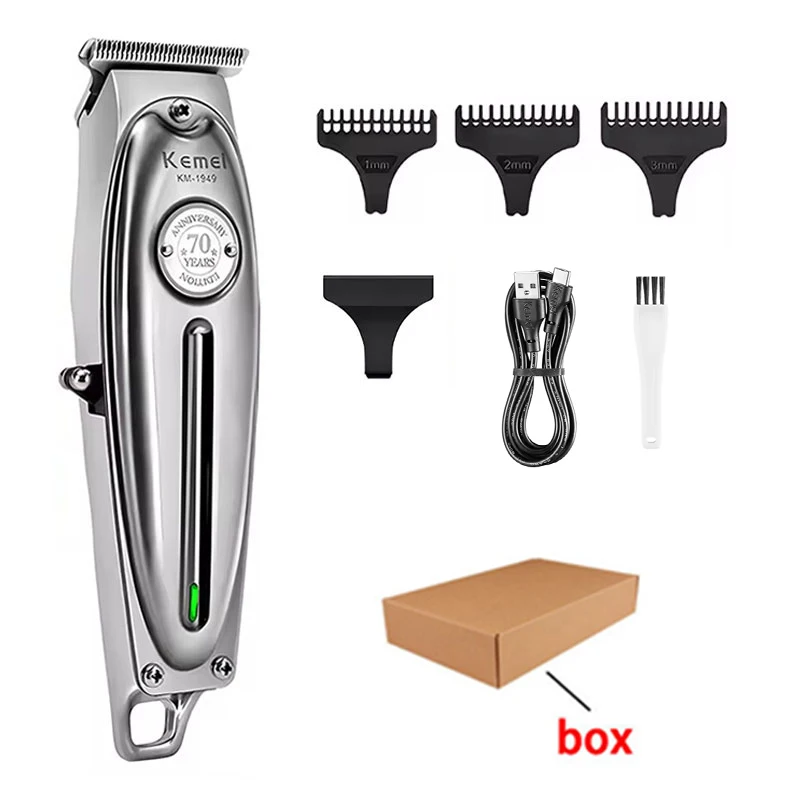 Kemei Oplaadbare Metalen Lichaamshaartrimmer Reciprocating Elektrische Baardtrimmer Draadloze Trimmer voor Mannen KM-1949 KM-TX5 Set