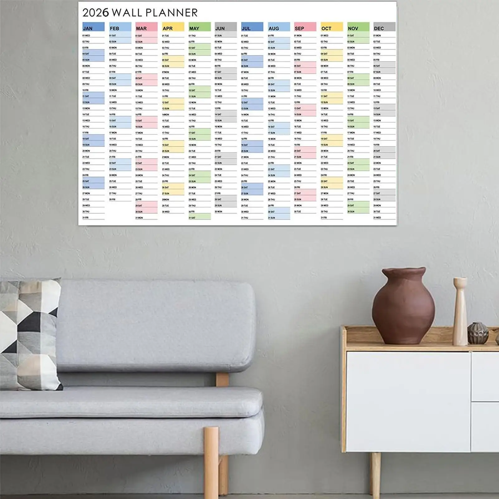 

2026 365 Poster Calendar Large Wall Calendar Agenda Poster Monthly Planner With Stickers For Office School Planning Christma