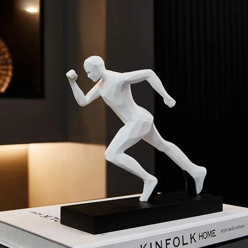 17.5cm Running Sports Figures Artwork Statue Desk Decoration Athlete Runner Character Resin Sculpture Room Aesthetics Decor