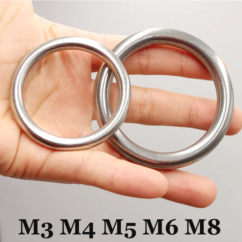 

M3 M4 M5 M6 M8 Solid O-ring 304 Stainless Steell Seamless Welded Metal Connection Rings Fishing Yoga Pet Pull Round Strong Oring