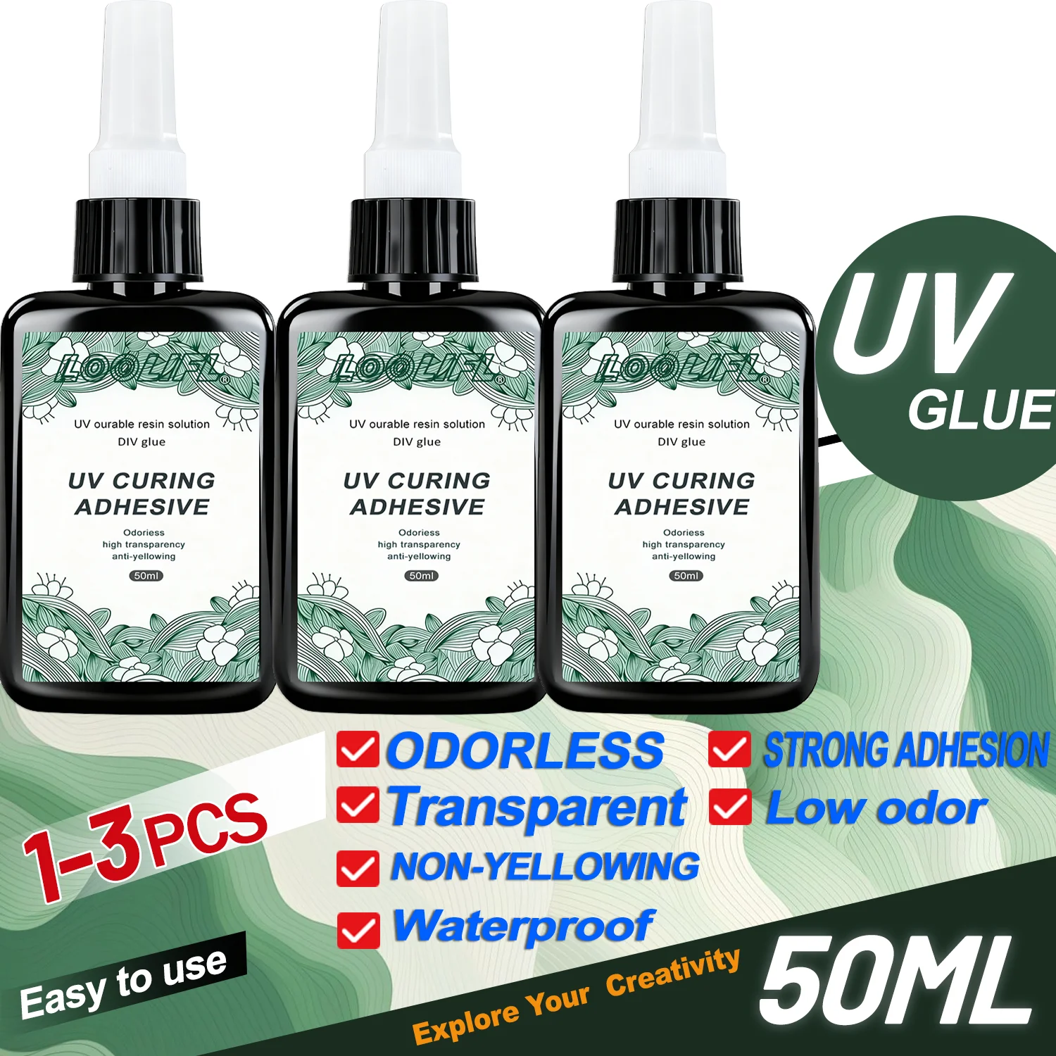 Liquid Uv Glue Kit - LOOLIFL New Strong 50ml UV Glue