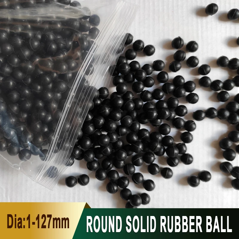 1-100Pcs Solid Round Black Rubber Ball Elastic Wear-Resistant Industrial Ball Diameter 1/2/2.5/3/3.5/4/4.5/4.76/5/5.3/5.5-127mm