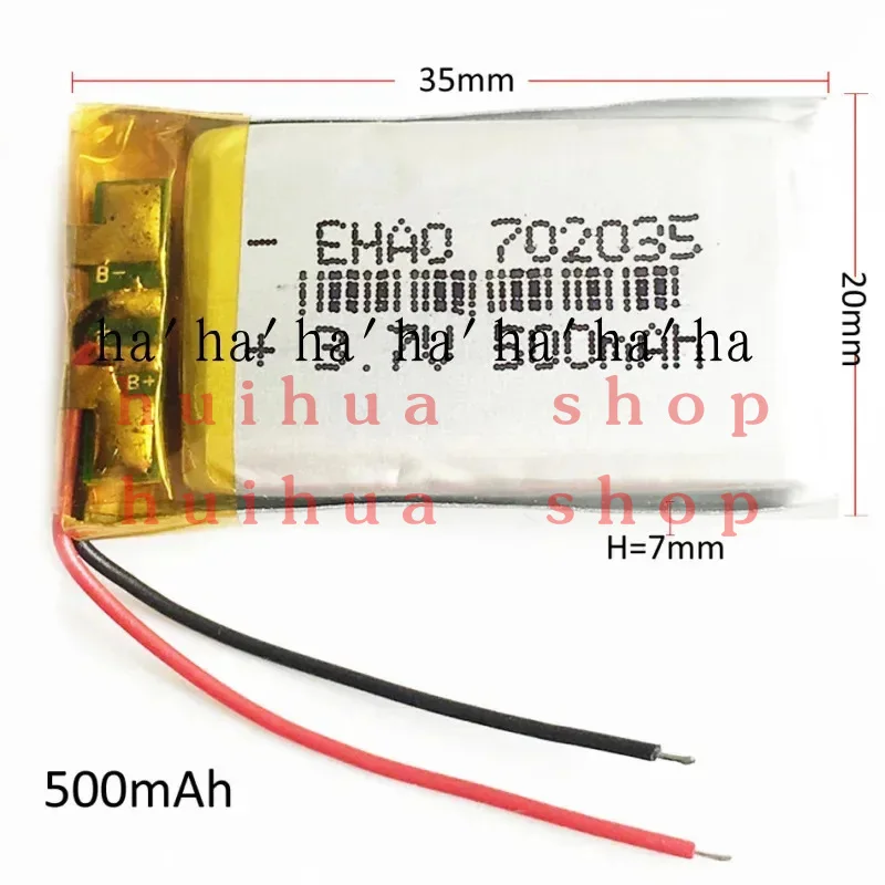 10 PCS 3.7V 500mAh 702035     Lipo Polymer Rechargeable Battery For PDA DVD GPS Mp3 JM
