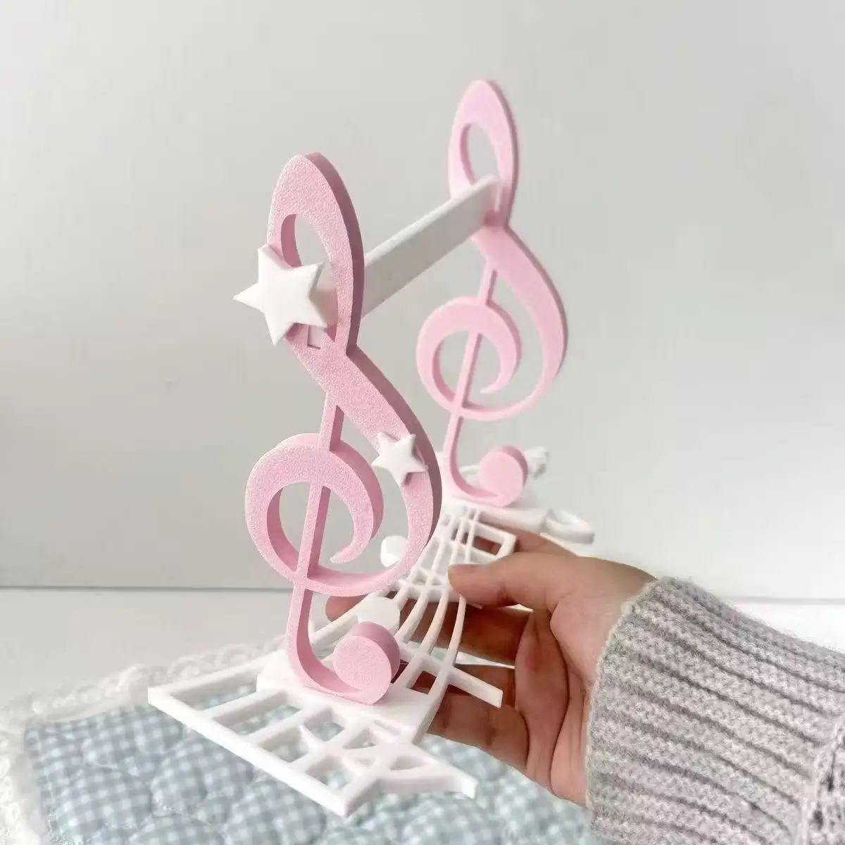 3D-gedruckter Musiknoten-Displayständer im koreanischen Stil, Ins-inspirierte Tischpostkarte, mädchenhaftes herzförmiges Dekorationsstück, niedliches Geschenk – Detail 8