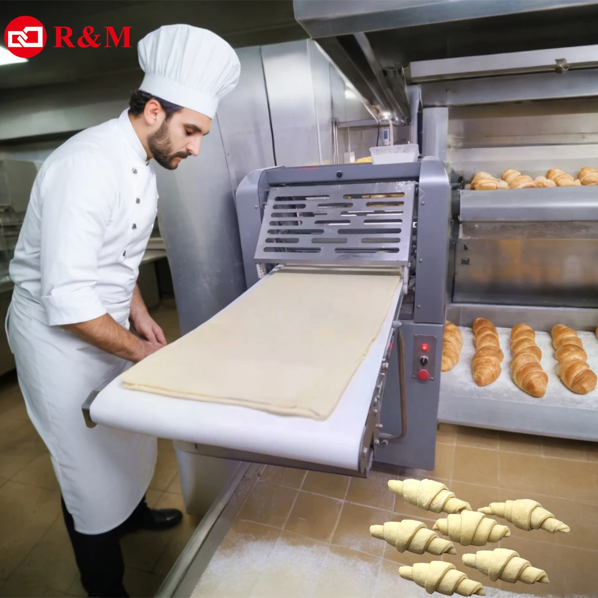 Sheeter reversível automático elétrico, Rolo Pão Croissant Puff Pastry Dough, Sheeter de padaria, Preço barato