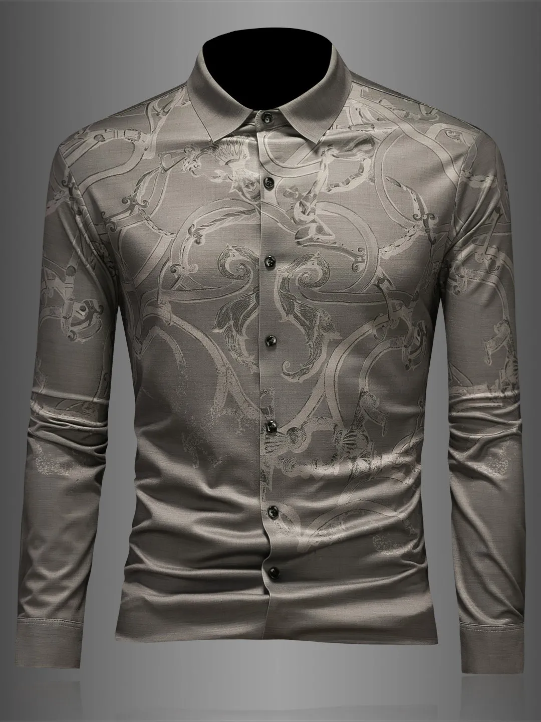 

Мужская приталенная рубашка с длинным рукавом, повседневная, с цветочным принтом, весна-осень, новая коллекция, премиум-класс, модная, из хлопка