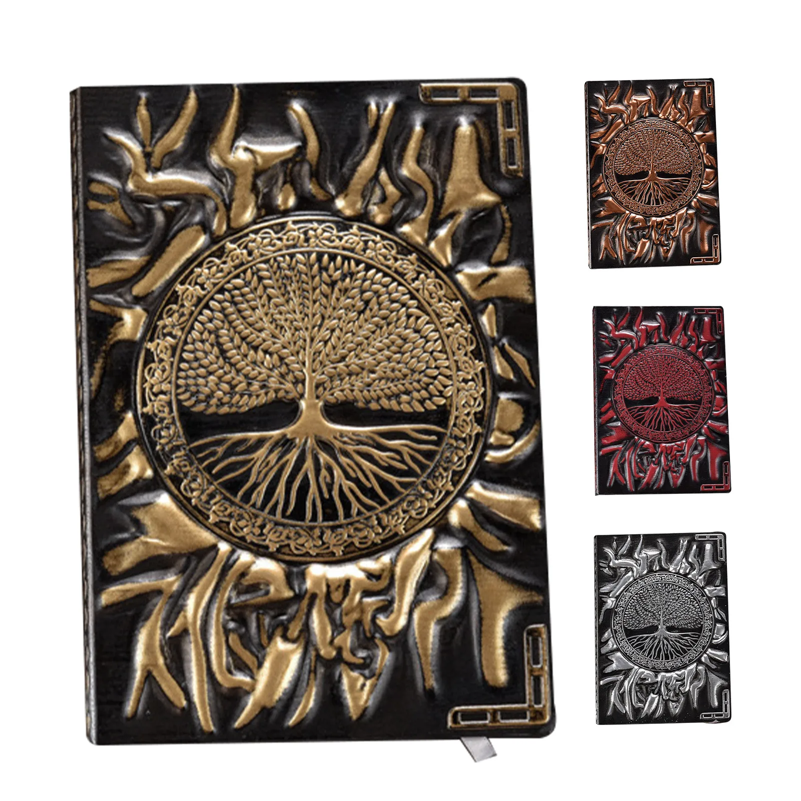 3D Vintage Embossed Tree of Life A6 Notebook Personality Embossed Diary Exquisite Retro Leather Notebook Business Gift 13.5*10cm