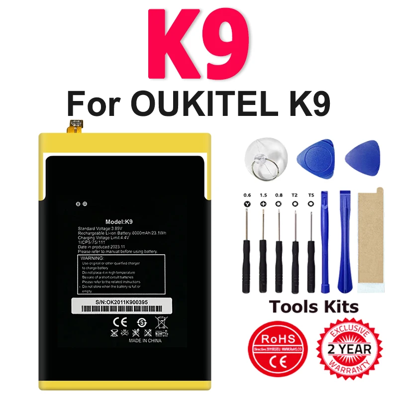

НОВЫЙ аккумулятор K9 6000 мАч для OUKITEL K9, аккумулятор 6000 мАч, длительное время ожидания, высокие аккумуляторы для мобильных телефонов + инструменты