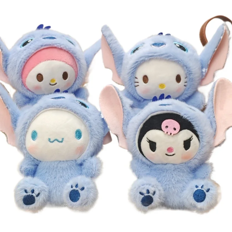 

Cartoon Cute Kuromi My Melody Cinnamoroll Stitch Dress Up Doll Plush Toy Bag Keychain Pendant Boy Girl Gift Desktop Decoration