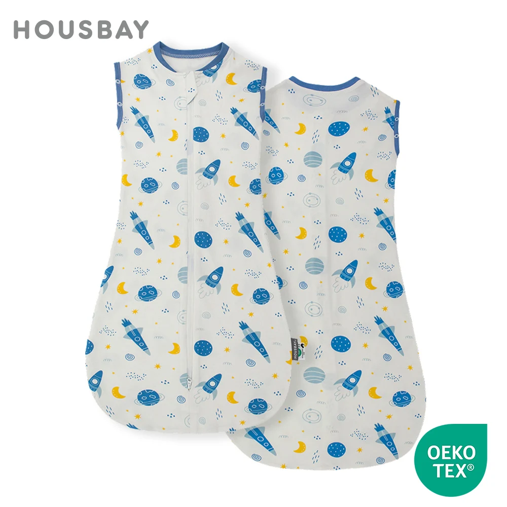 2-In-1 Convertible Swaddle Sleep Bag 100% Cotton Sleeveless With Snap Buttons Opens Into Vest Style For Summer 0-12 Months