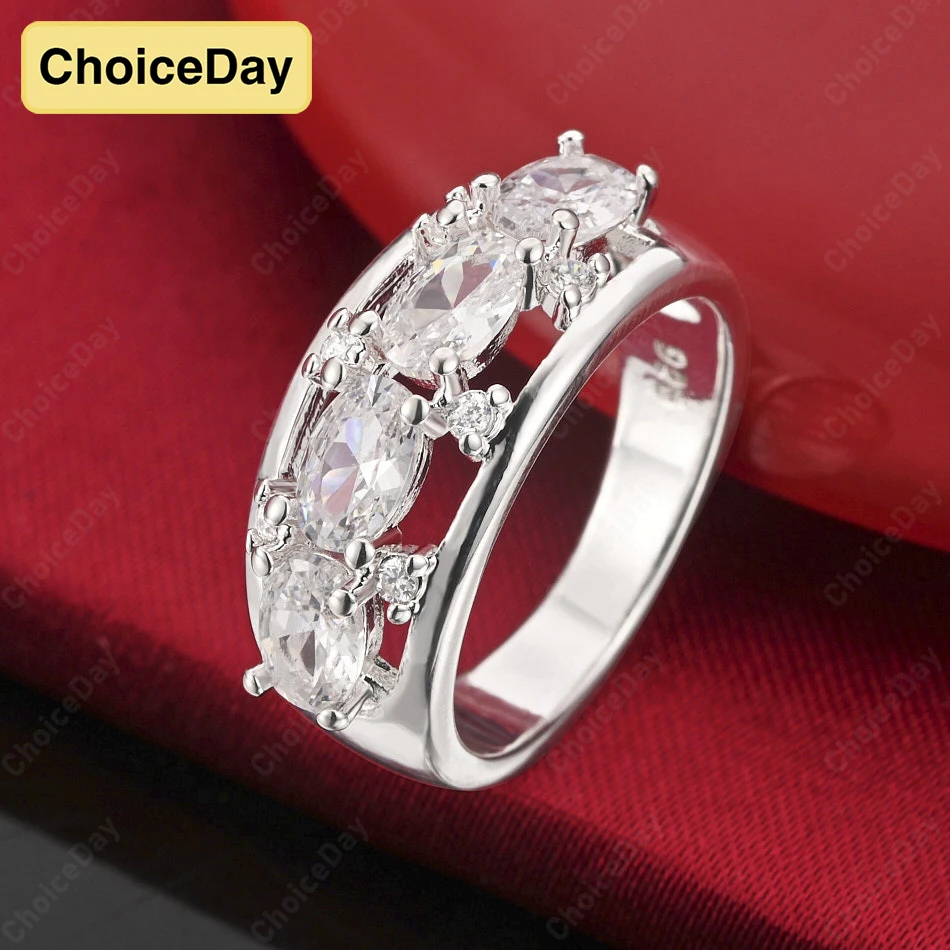 

ChoiceDay 925 Sterling Silver 7-10 Delicate Zirconia Ring Women's Wedding Engagement Accessories Jewelry Gift