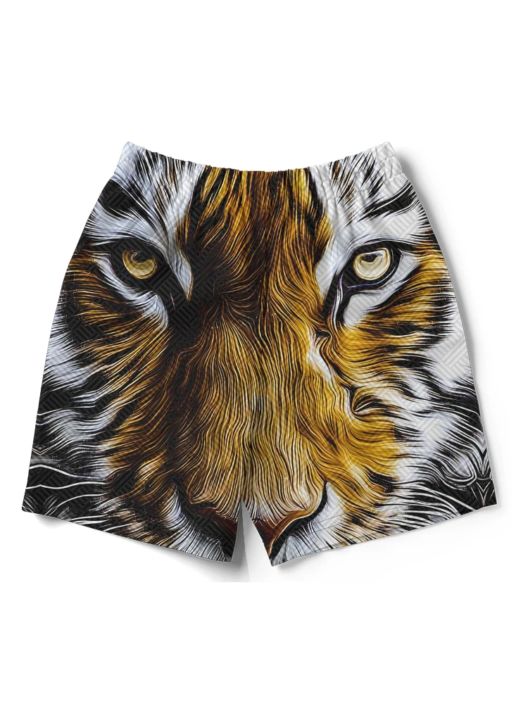 Tiger 3D Digitaldruck Strand Shorts Sommerferien Stil Freizeit Männer Bades horts lose atmungsaktive schnell trocknende Shorts