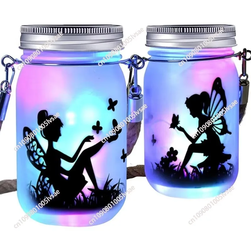 Fairy Solar Lantern Outdoor,Waterproof Hanging Frosted Glass Fairy Solar Mason Jar Lights For Yard,Garden,Lawns