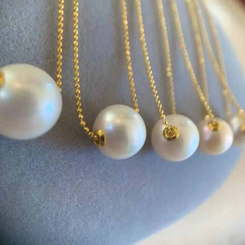 

Certificated 925 Silver Natural Pearl Lucky Charm Necklace 10-11m White Round Edison Pearl Choker Solitaire Jewelry Dropshipping