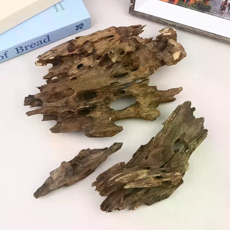 Shrimp Wood Aquarium Decor, Driftwood Water Feature Ornamental Accessories For Fish Tanks With Natural Holes Suitable For Shrimp
