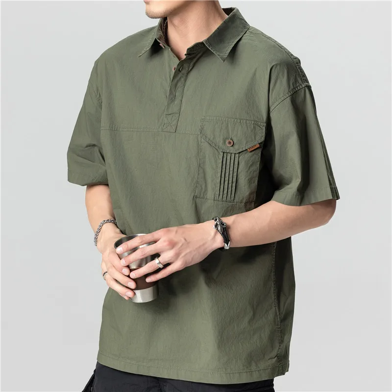 Summer new men's American POLO shirt T short-sleeved T-shirt loose lapel half-sleeved top
