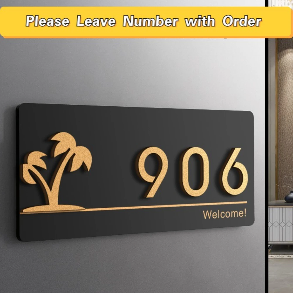 Acrylic Modern Door Plates Shop Sign Customized House Number Family Name Address Letter for Office Home Hotel Flats Apartment