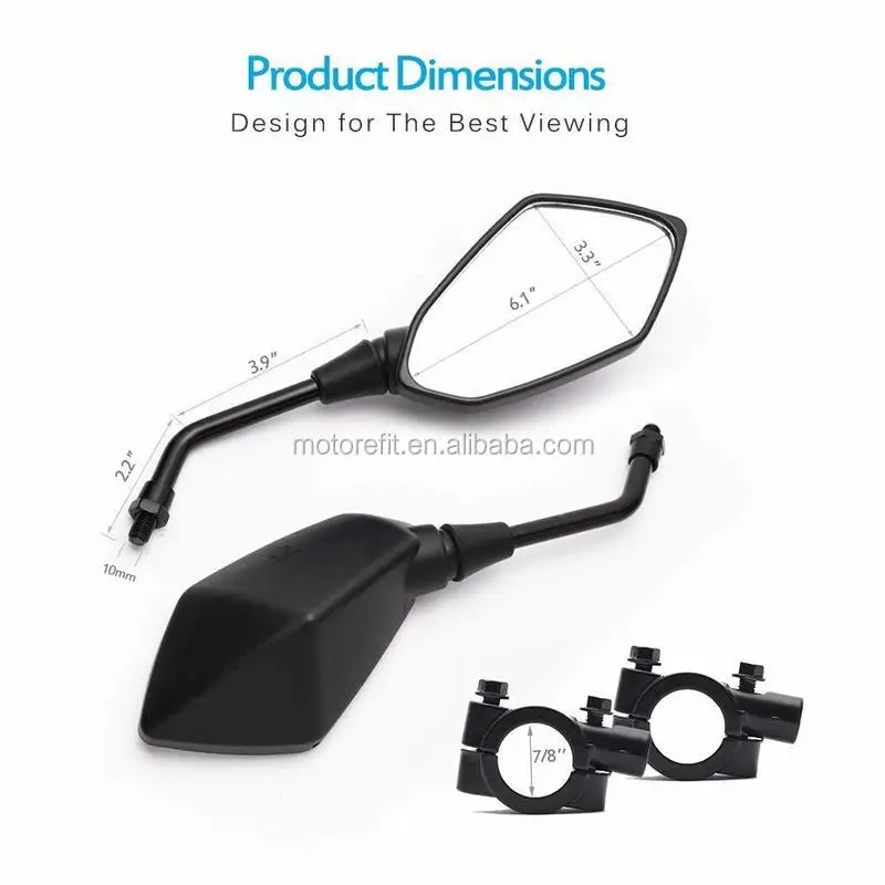 منتجات ساخنة للبيع عبر الإنترنت مقبض 7/8 بوصة مشبك تثبيت على شريط الدراجة النارية مرآة الرؤية الخلفية المحدبة منتجات فريدة للبيع
