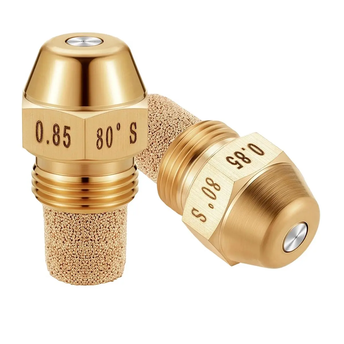A971P ~2 Pcs Solid Oil Burner Nozzle 0.85-80 B Replacement Brass Oil Burner Nozzle 80 Degree