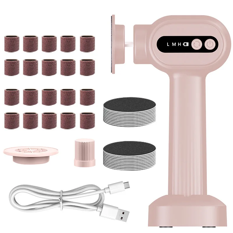 

Professional Manicure Pedicure Kit Long Handle Dead Skin Grinder Foot Care Scrubber Charging Base Foot File Electric Foot Callus
