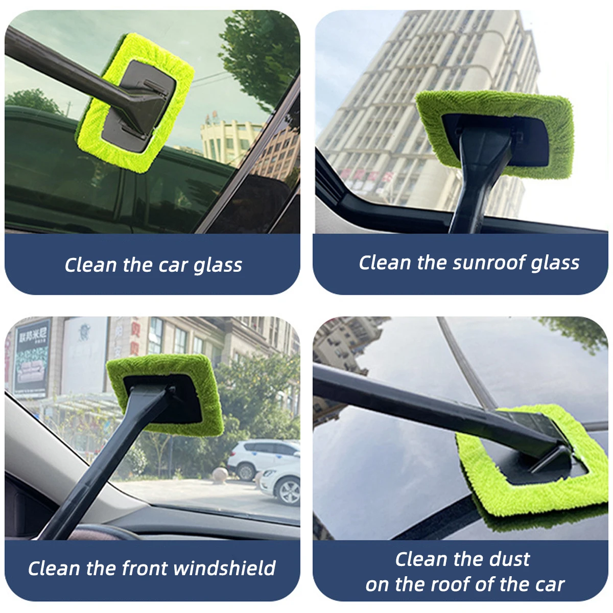 1pcs cleaning brush long handle windshield cleaning tool window cleaning brush replaceable cloth Multiple colors