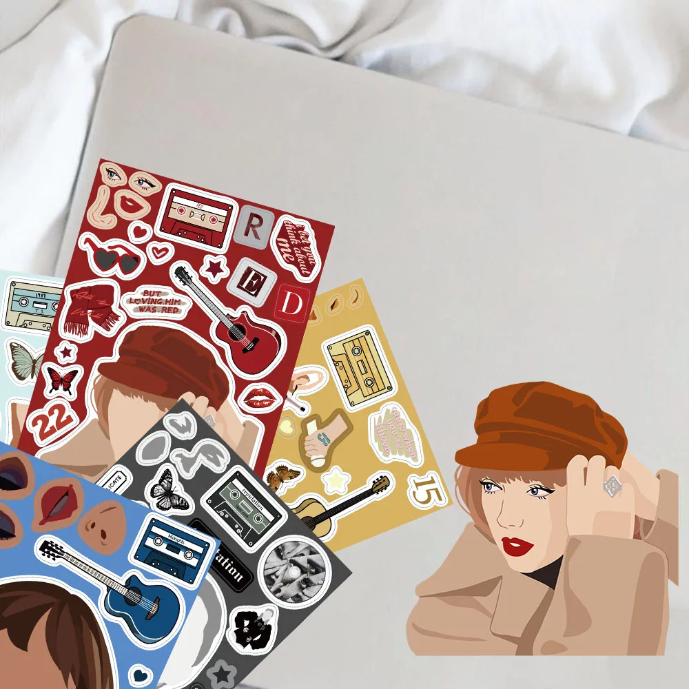 8 قطع من ملصقات شخصيات تجميع تايلور لتزيين الكمبيوتر المحمول وألواح التزلج وأجهزة الكمبيوتر المحمولة وملصقات الكتابة على الجدران الإبداعية #6