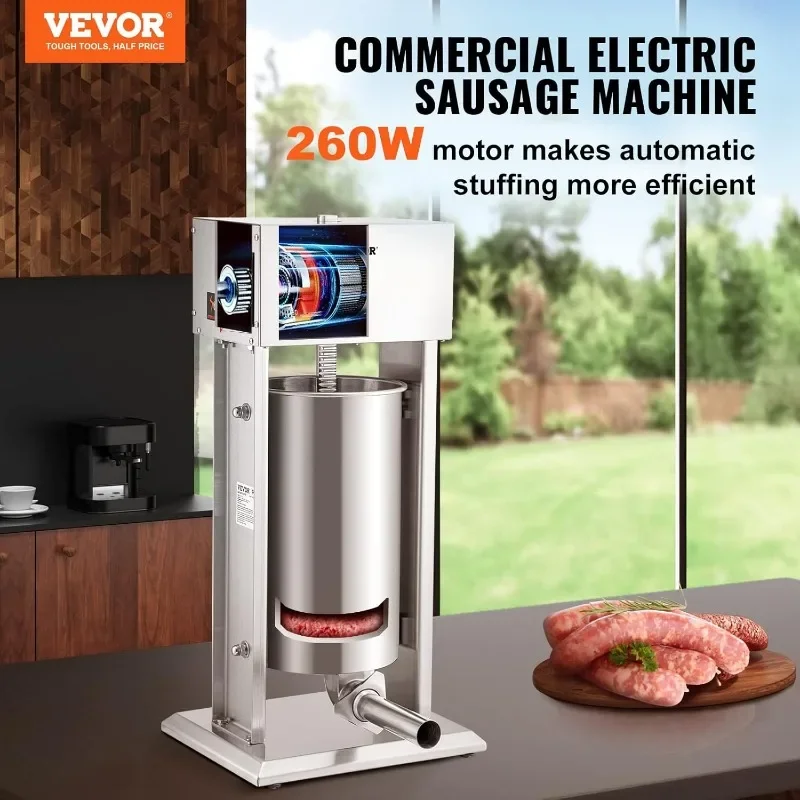 VEVOR Sausage Stuffer 304 Stainless Steel Electric Sausage Stuffer Vertical Electric Stuffer Adjustable Speed Stainless Steel