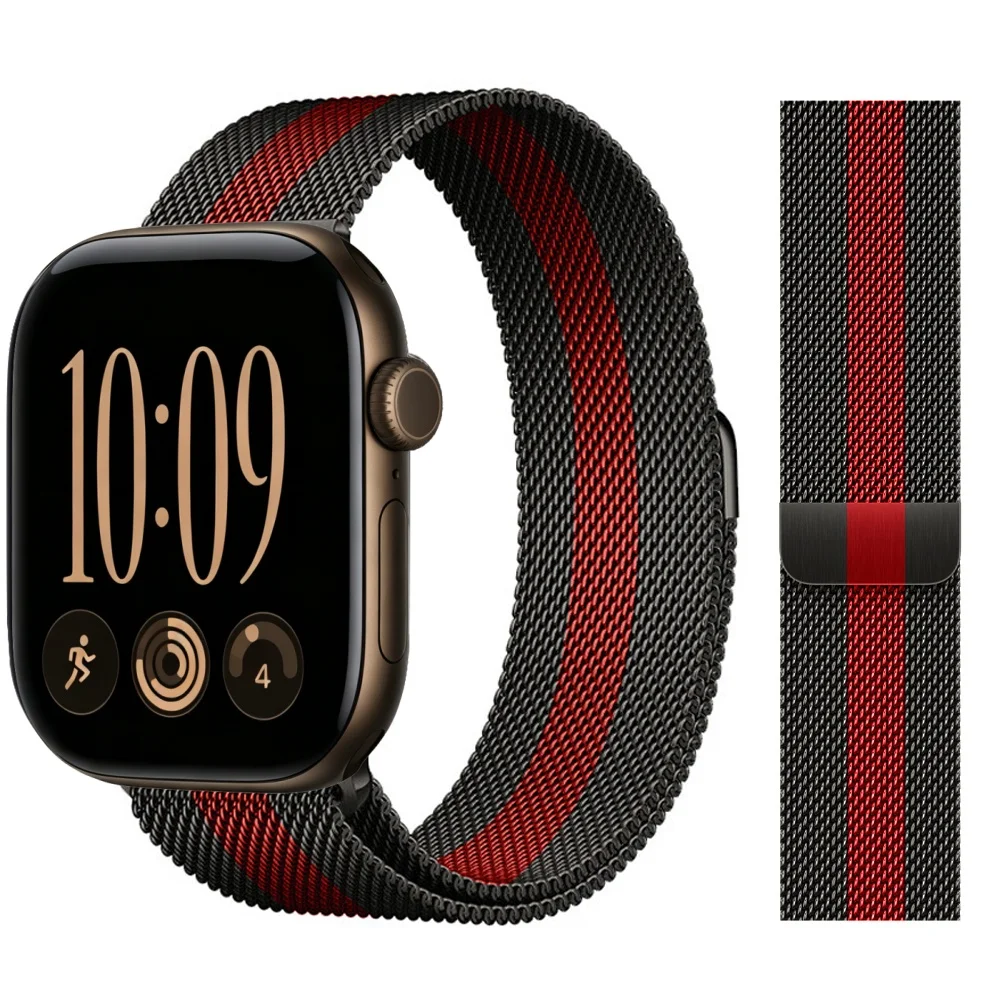 Milanese band voor Apple Watch, 46, 42, 44, 40, 45 mm, originele metalen band, geschikt voor iWatch Series 12, 11, 10, 9, 8, SE, Ultra 3, 4.